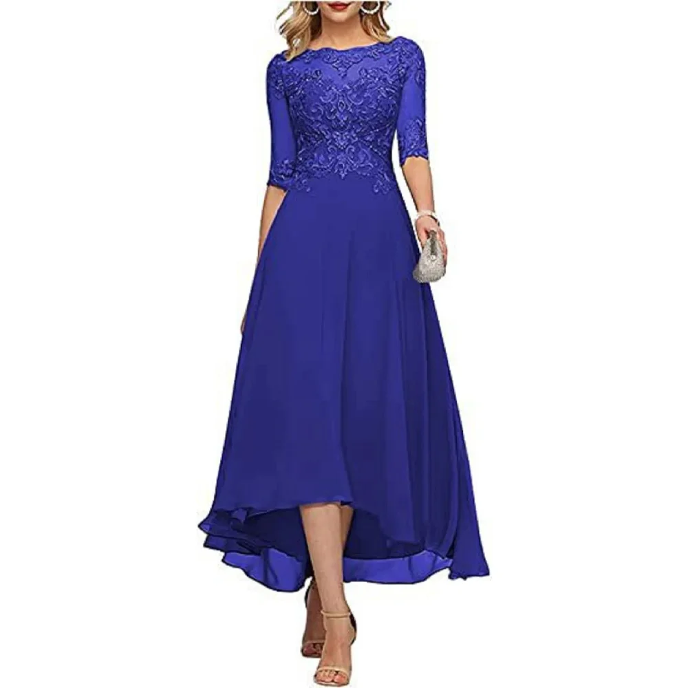 MANRUIXIN-vestidos para madre de la novia para boda, manga 3/4, longitud del té, apliques de encaje personalizados con cuentas, vestidos de noche formales