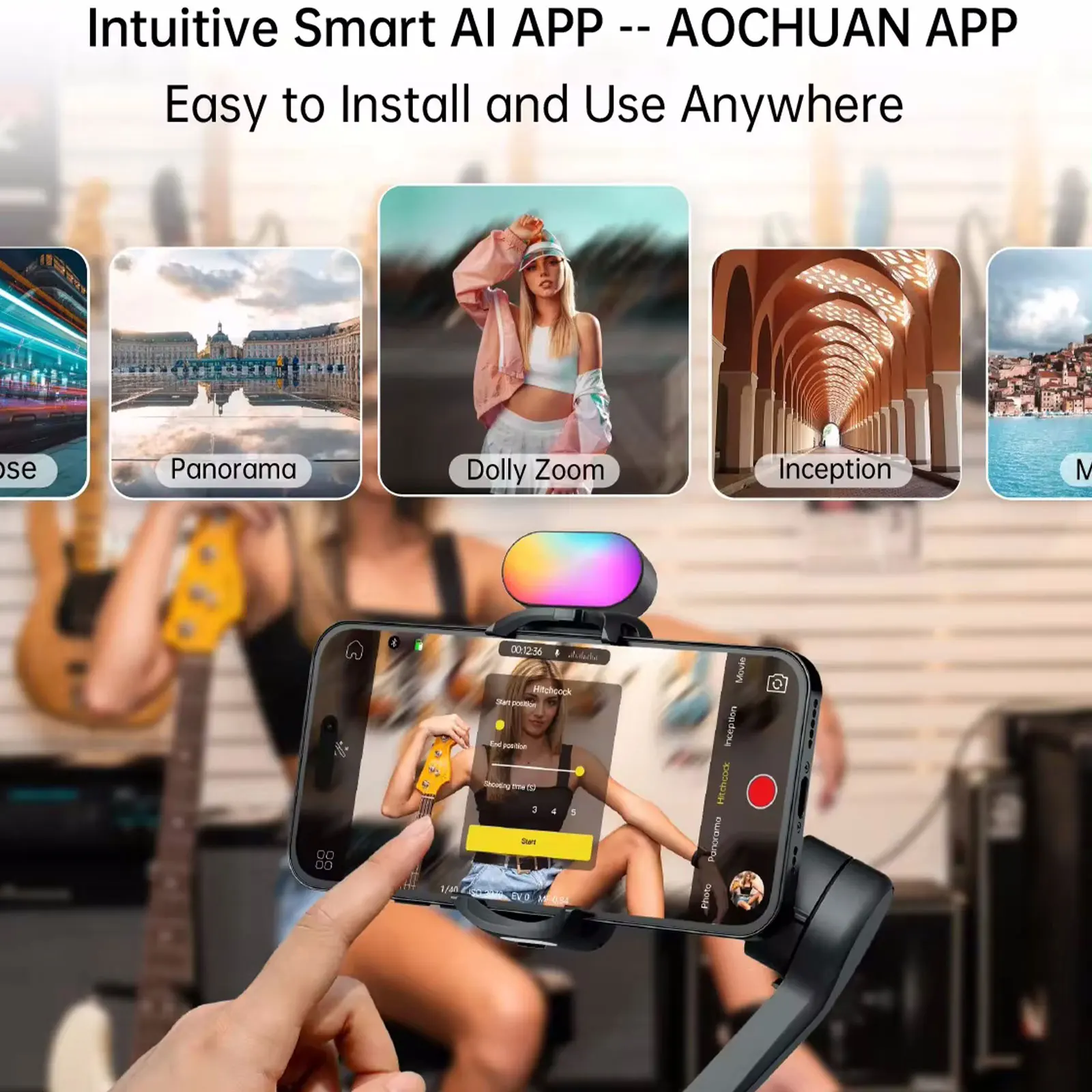 AOCHUAN Smart XE Kit stabilizzatore cardanico per Smartphone iPhone registrazione Video luce di riempimento magnetica Gimble Android pieghevole a 3