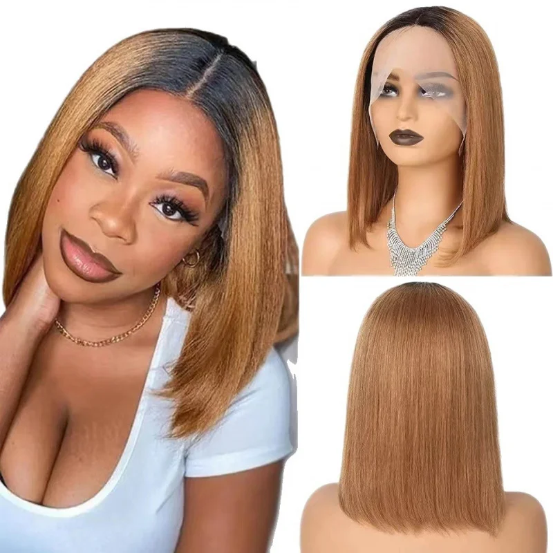 European and American women's bob lace short straight hair wig cap