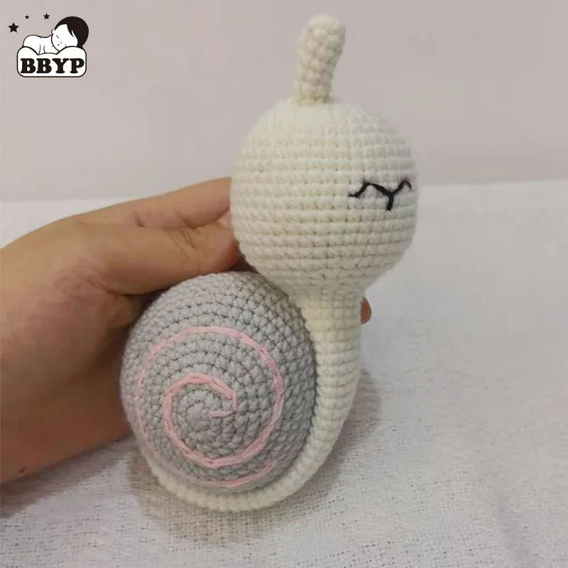 

New Handmade Kawaii Snails Stuffed Toy Crochet Wool Doll Knitted Bunny Doll Soothing Baby Sleeping Toys For Kids Birthday Gift
