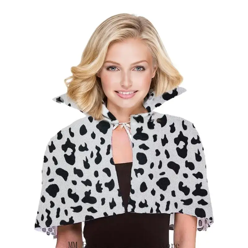 

Elegant Shawl Cloak With Stand Collar Leopard And Cow Print D0UB