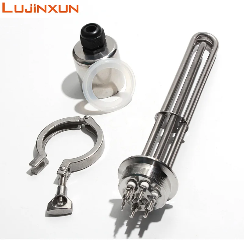 LUJINXUN 2 "ثلاثي المشبك 63 عنصر التدفئة الكهربائية SUS304 أنبوب سخان 220 فولت/380 فولت سخانات الغمر عشرة 3-12KW للمياه/الزيت