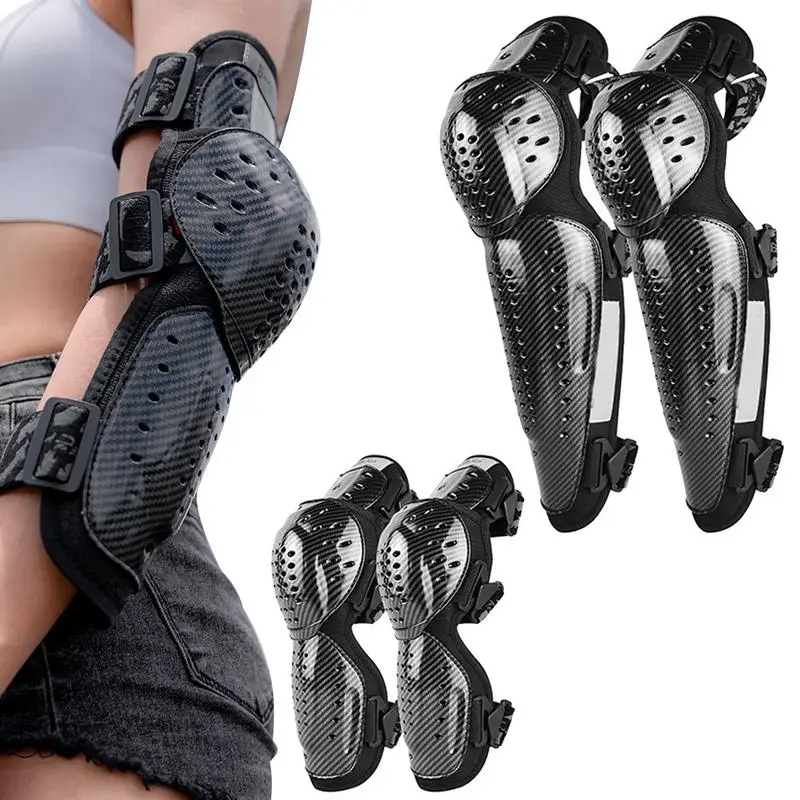 

Motocross Knee And Elbow Pads Motorcycle Elbow And Knee Pads 4 Pieces Knee And Shin Guard Sleeve For Protection Three-Section