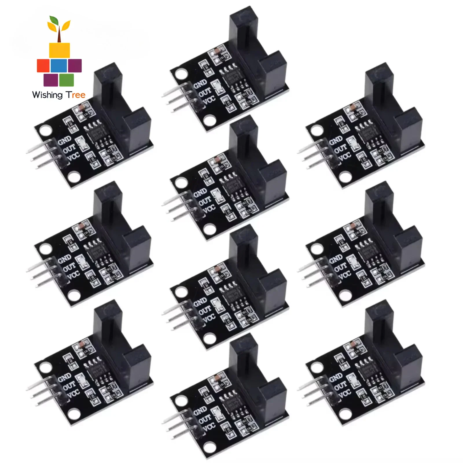 赤外線ビーム光電センサー モジュール 3.3V-5V LM393 モーター速度検出用タコメータ カウンター (10 個パック)