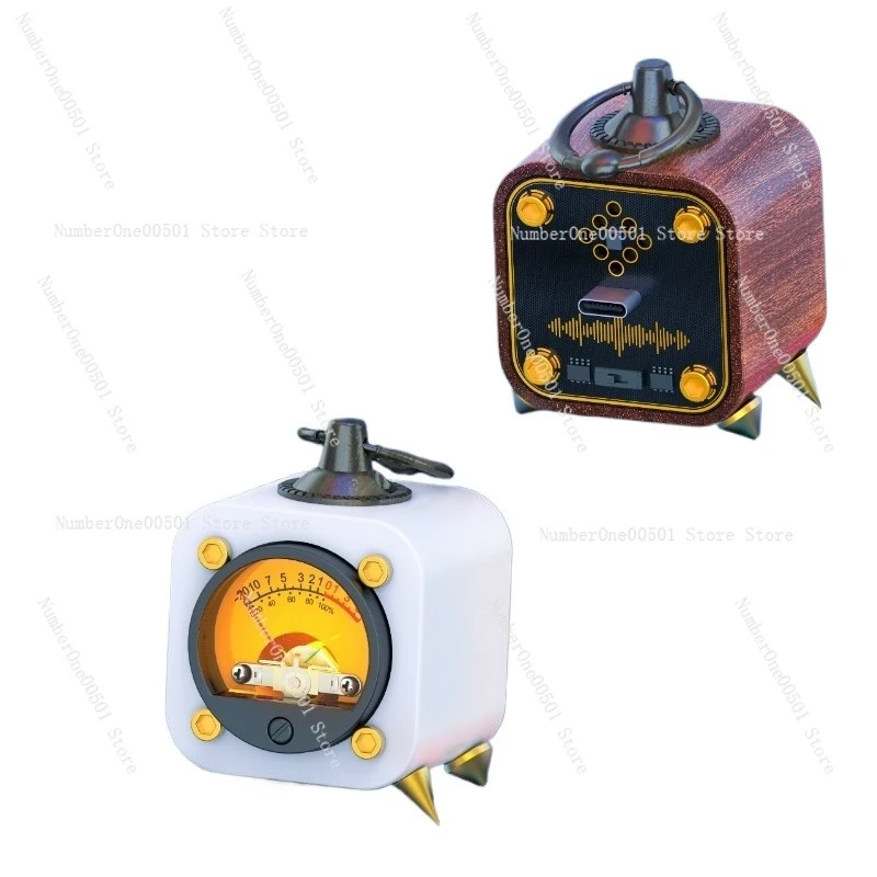 Solid wood level meter ornament RGB music rhythm pickup light table with voice control with backlight bile meter head