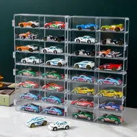 Acrylic Car Display Box 1:64 For Hot Wheels Car Model Toy 8 Grid Cabinet Rack Dustproof Stackable Car Storage Boxes Transparent