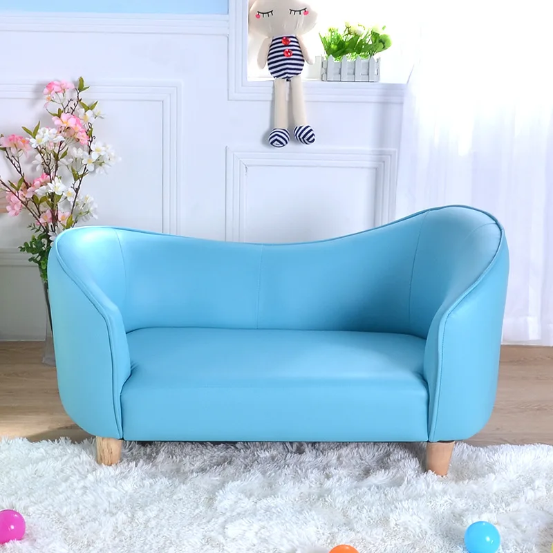 2023 hot selling pink blue color wood frame leather baby sofa kids' chair kids sofa for living room