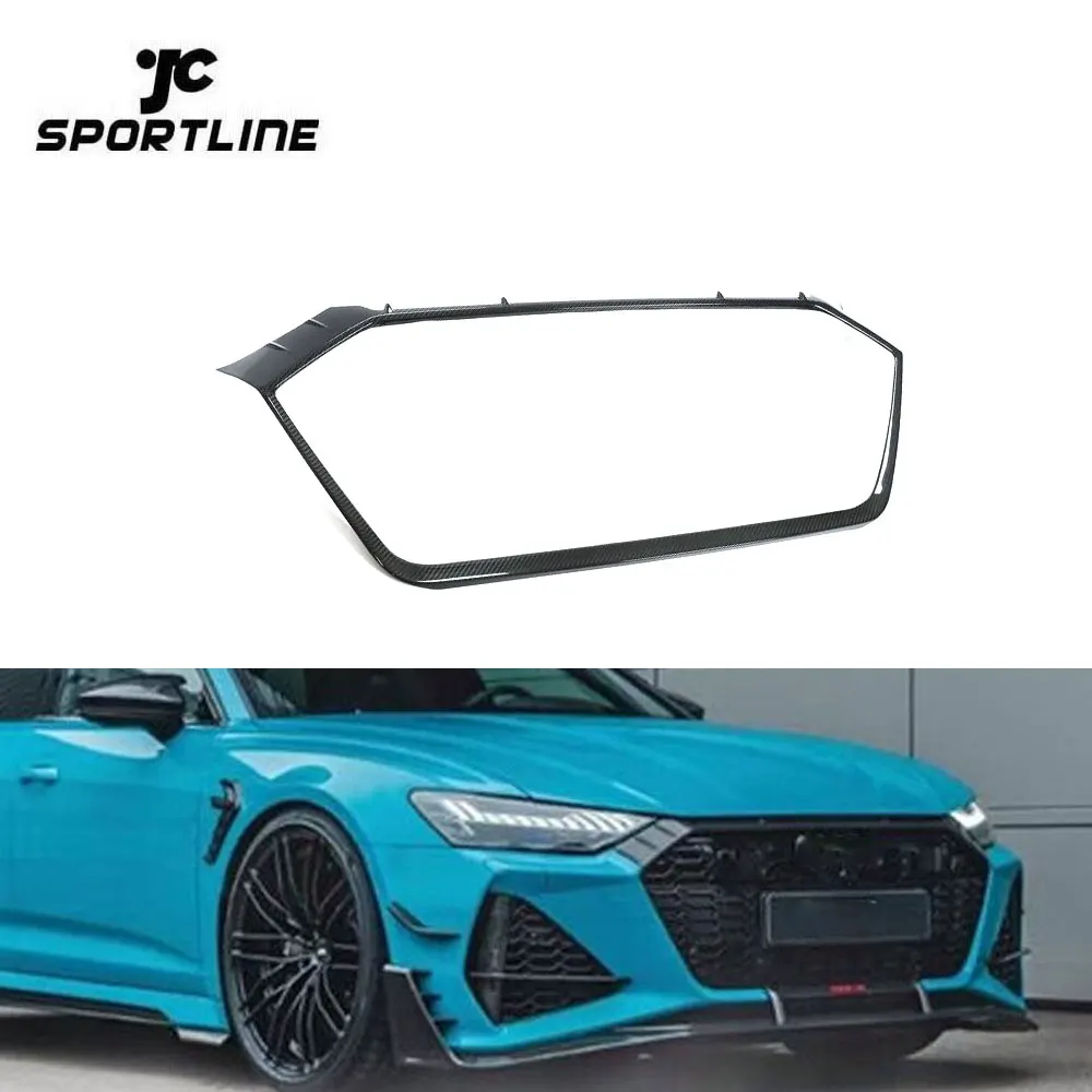 Dry Carbon Fibre RS6 Front Grill Overlay Trim Cover For Audi RS6 A6 C8 Avant Wagon 4-Door 2019- 2021