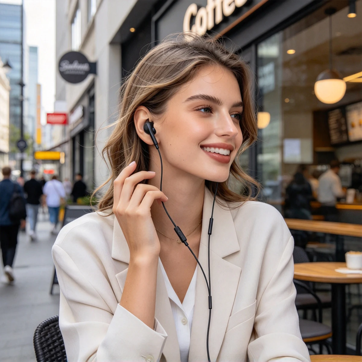 1 par de fones de ouvido com f - Type C Wired Earphones With Mic avaliação e preço