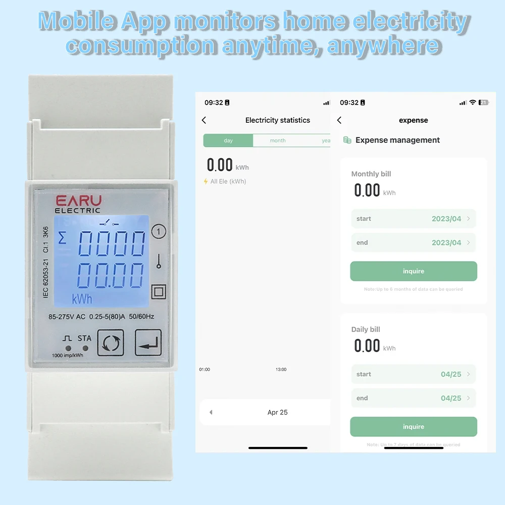 80A Tuya WiFi Smart ZigBee Three Phase Bidirectional Energy KWh Meter Monitor Wattmeter Support Modbus Voltage Current Switch