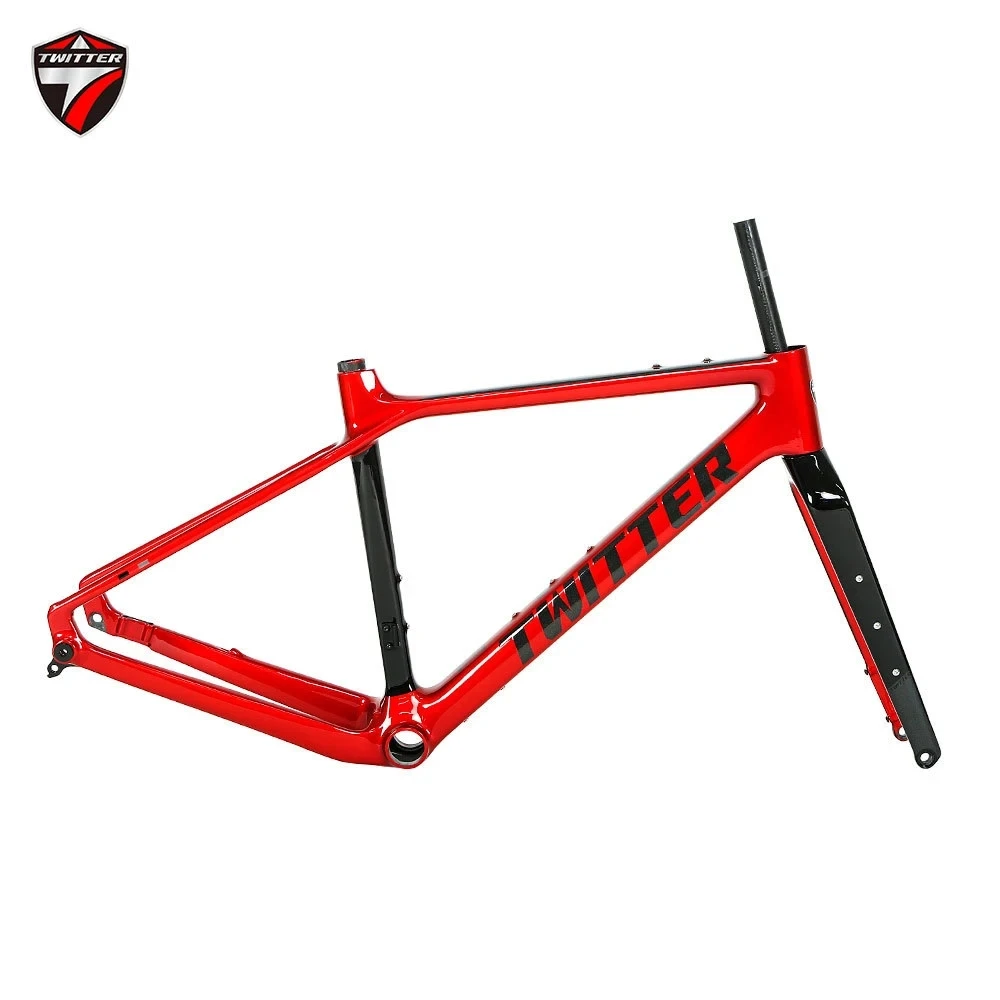 700C Twitter Carbon Road Gravel Bike Frame Disc Brake Thru Axle 12x100mm 12x142mm Inner Cable Framesets Bicycle Accessories