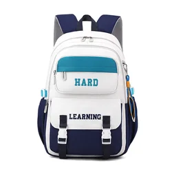 Mochila impressa de emenda para meninos e meninas adolescentes, mochila de grande capacidade, tendência de livros para adolescentes, nylon, 2024