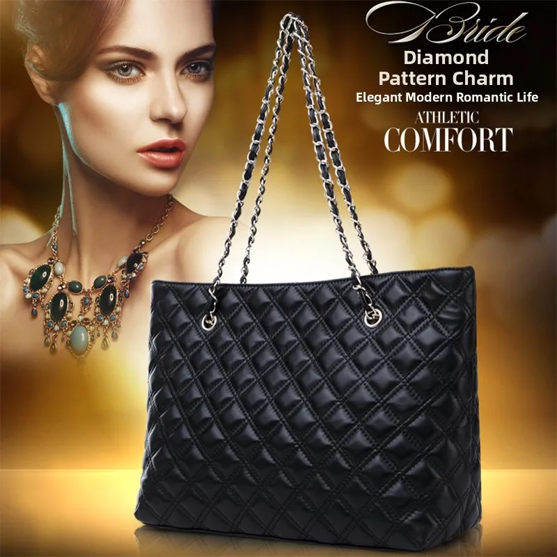 

Большая кожаная сумка через плечо для женщин, из овечьей кожи, с ромбовидным узором и цепочкой, брендовая сумка Philmina в британском стиле