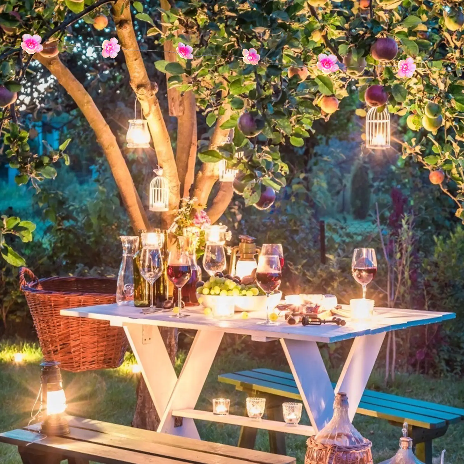 

1Set Peach Flower LED String Light Waterproof Premium Decorative Lamp for Indoor Outdoor Romantic Scene Layout Balcony Courtyard