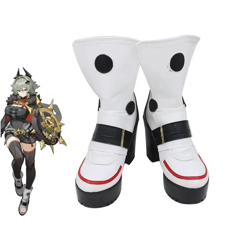

Новые туфли для косплея Caesar King Game Zenless Zone Zero Caesar King на высоком каблуке в стиле аниме на Хэллоуин, белые ботинки из искусственной кожи для ролевых игр20