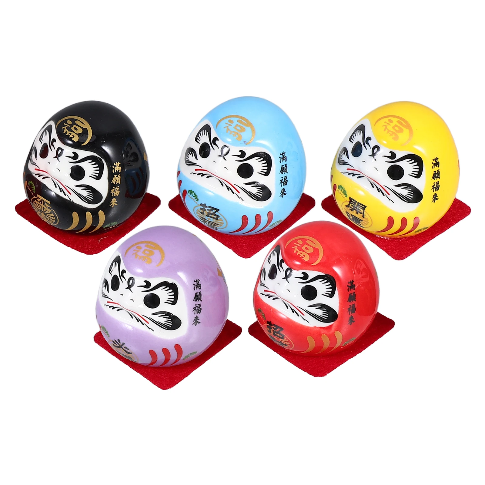 

5pcs Figurines Japanese Style Ceramic Mini Cat Decor for Home Office Asian Traditional Wealth Fortune Ornaments