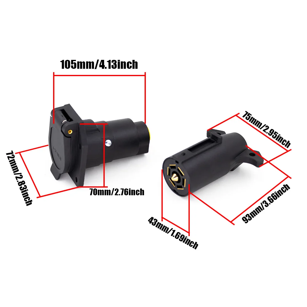 7 Pin Round Trailer Connector Male Female Trailer Wiring Adapter Plug 7 Way Plug Splice Connector Kit for RV Semitrailers