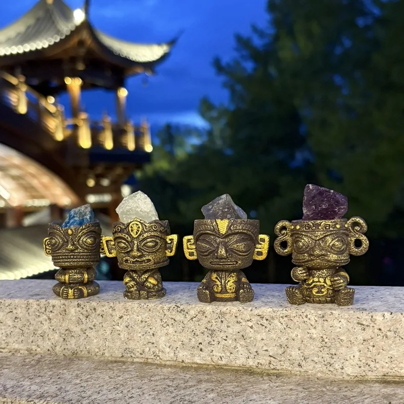Classical Sanxingdui Blessing Little Douding Blind Box Crystal Stone Desktop Ornament Wholesale Mystery Box Toys Holiday Gift - view 2