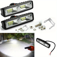 2pcsCar Work Light Strip Led Straight 48W 16SMD Bulb Modified Auxiliary Spotlight Lamp White Super Bright High Working Light Led