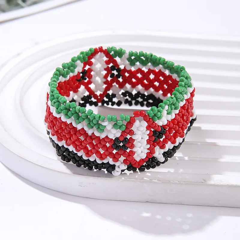 Meetvii Bohemia Wide Rice Bead Bracelets for Woman Ethnic Style Woven National Flag Color Wristband Dropshipping Jewelry