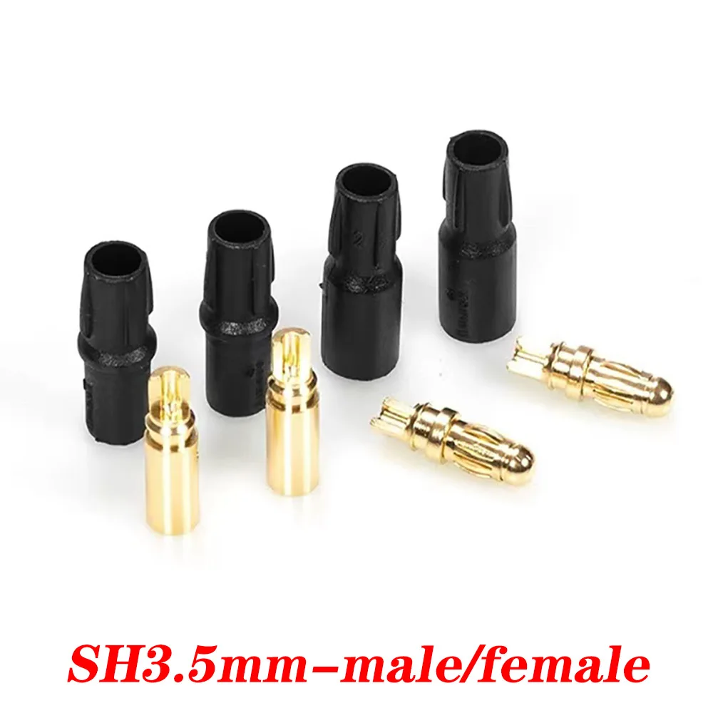 1sets SH3.5 male female Gold Plated Connector with Protective Sleeves For Rc Motor Drone Car Boat