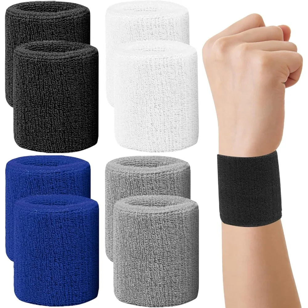 2/6Pcs Towel Sports Wristbands Tennis Sweat Bands Wrist Guard for Basketball Volleyball Padel Fitness Sweatbands Wrist Wrap Cuff