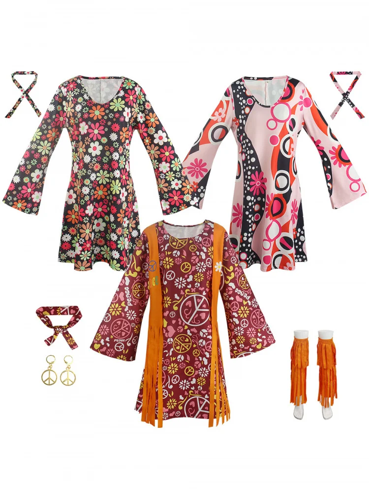 

Arabian Style Halloween Hippie Cosplay Performance Costume Women's Traditional Ethnic Stage Clothing Cotton Material