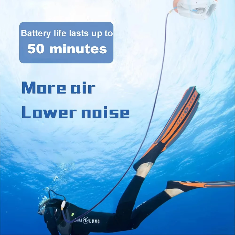 GOYOJO Diving Ventilator, Rechargeable Scuba Diving System,Waterproof Air Compressor with 7M Telescopic Pipe & Diving Breathing Regulator, Scuba Diving System for Recreational Diving Fishing view 4