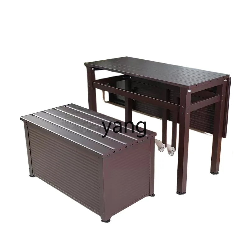 Yjq Outdoor Folding Balcony Tables and Chairs Outdoor Deformation Dining Table Leisure Courtyard Sun Protection