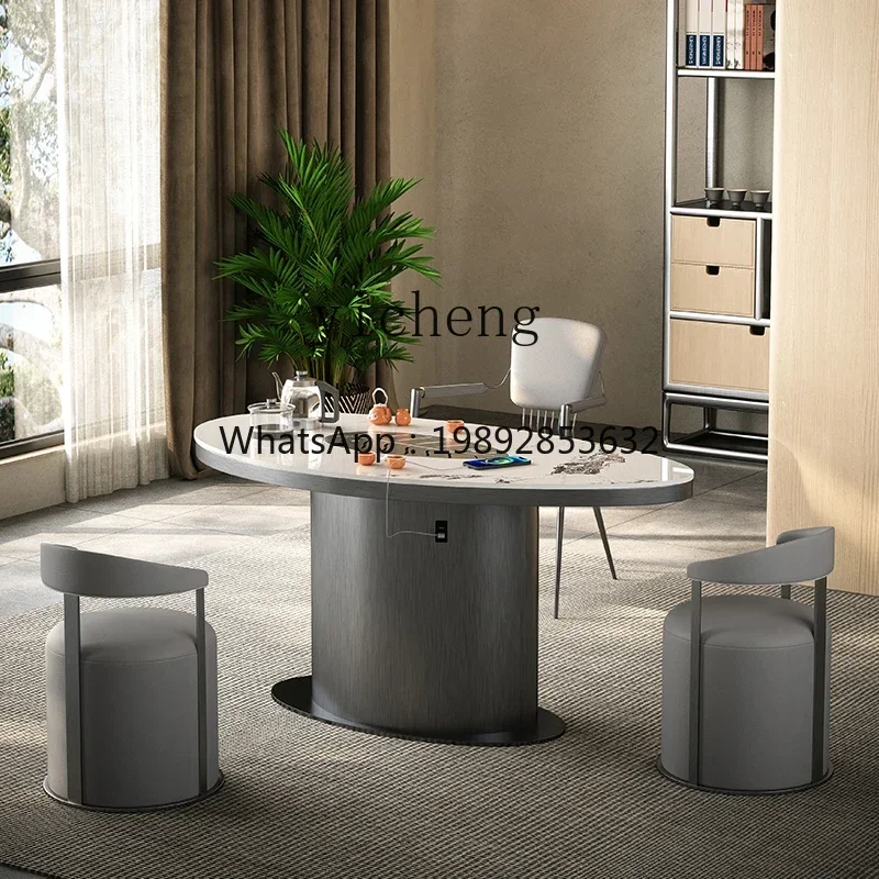 Z1 high-end balcony kung fu tea table and chair combination rock slab tea table tea table simple modern small apartment charging