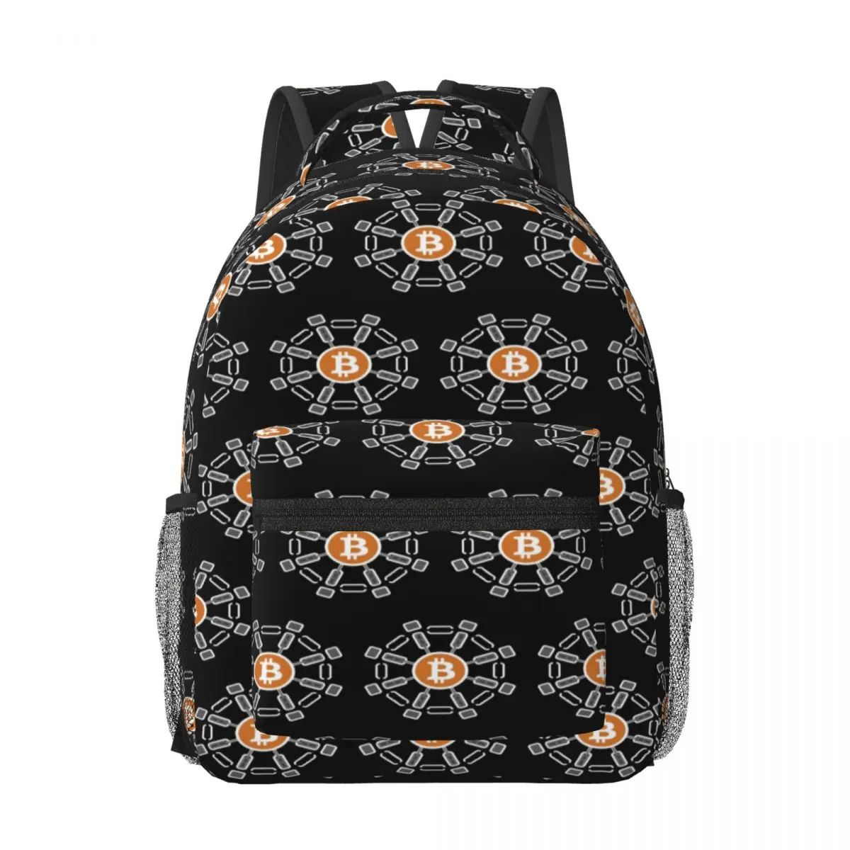 

Bitcoin Surrounded By Blockchain Links Backpacks Boys Girls Bookbag Student School Bags Portability Laptop Rucksack Shoulder Bag