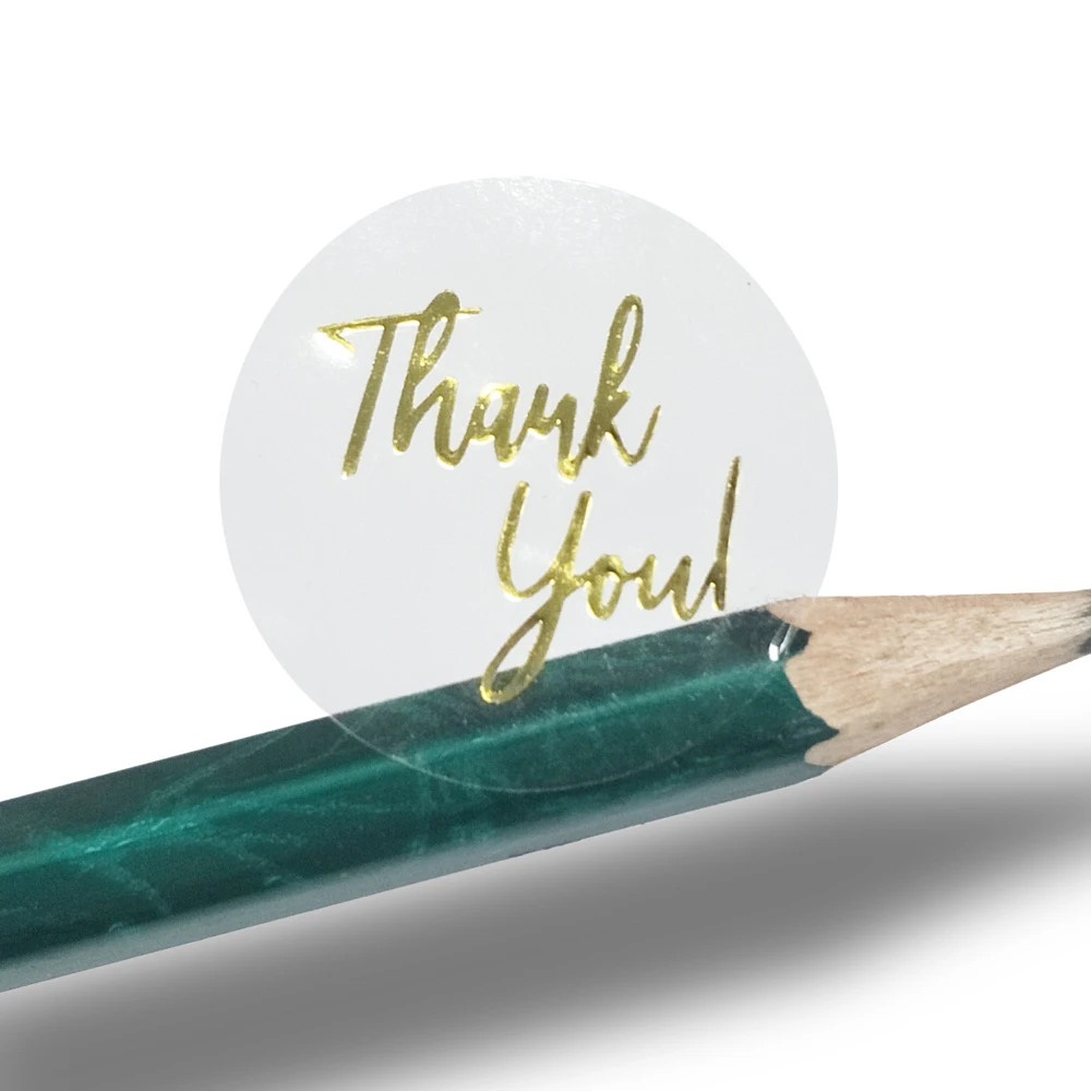 50-500pcs Labels 1inch Clear Gold Foil Thank You Stickers For Wedding Pretty Gift Cards Envelope Sealing Label Stickers image 3
