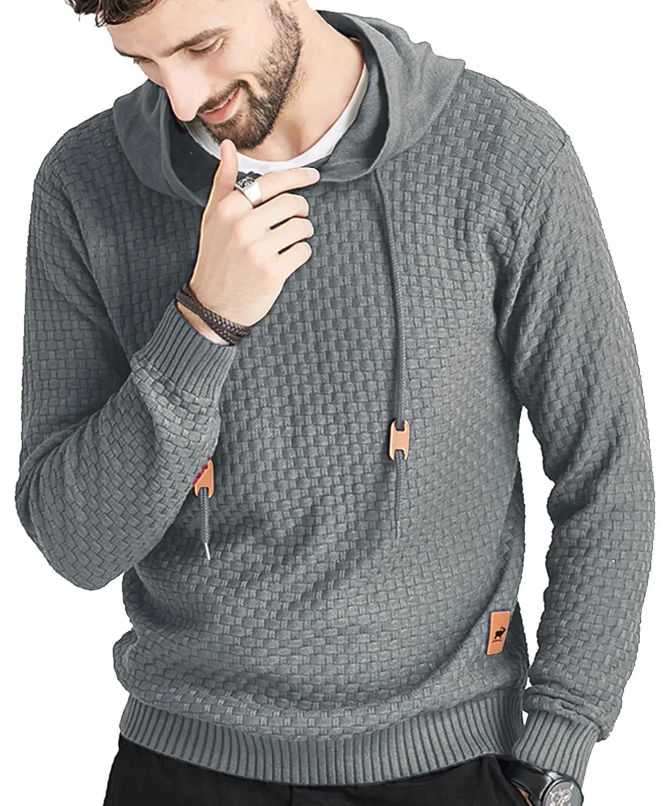 

Sweater Factory Men's Autumn and Winter Long Sleeve Solid Knitted Round Neck Fashion Badge