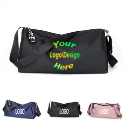 Bolsa deportiva de gimnasio personalizada para hombre y mujer, bolso de hombro de viaje al aire libre, mochila inclinada de ocio, diseño de logotipo personalizado, rosa y negro