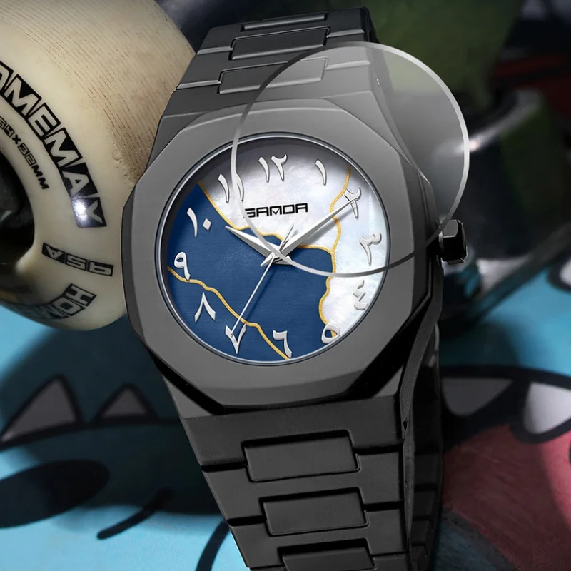 

SANDA 9091 модные мужские кварцевые часы для студентов, простые спортивные часы на открытом воздухе, водонепроницаемые часы для мужчин, reloj hombre