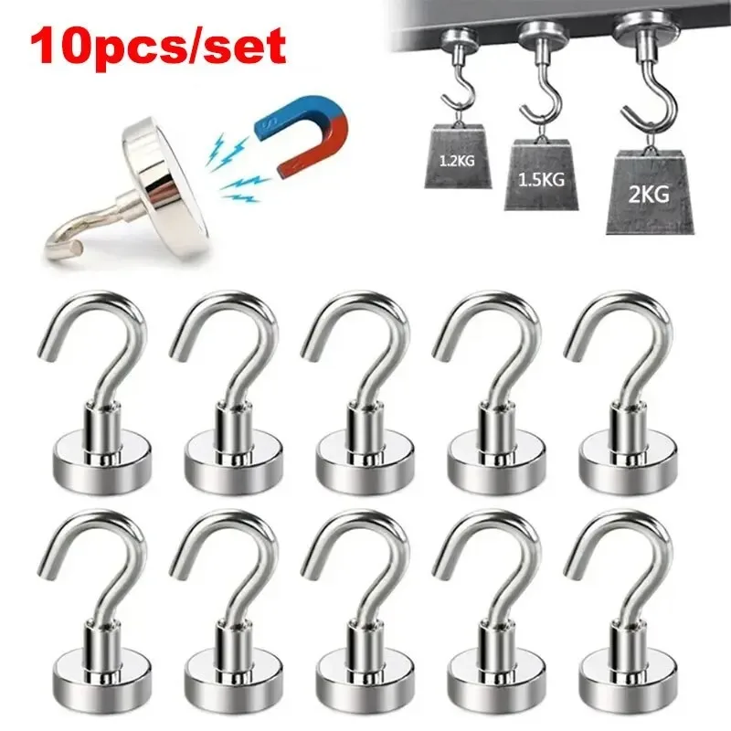 50PCS Strong Magnetic Hooks Multi-Purpose Storage Hooks Home Kitchen Bar Storage Hooks Key Storage Hooks Bathroom Hangers