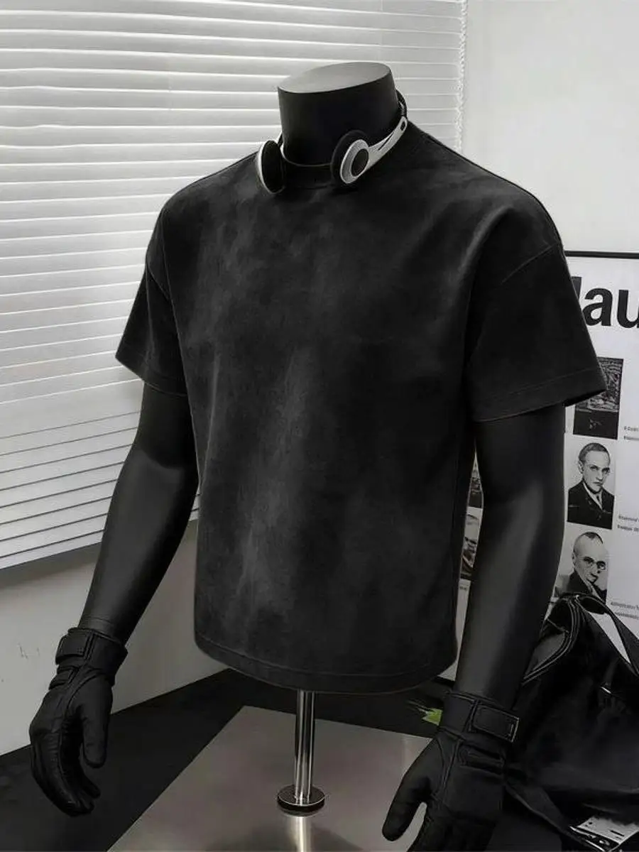 夏用ルーズメンズ半袖tシャツ-大きいサイズ-300ポンド-トレンドブランド-アメリカンカジュアル-無地-半袖トップス