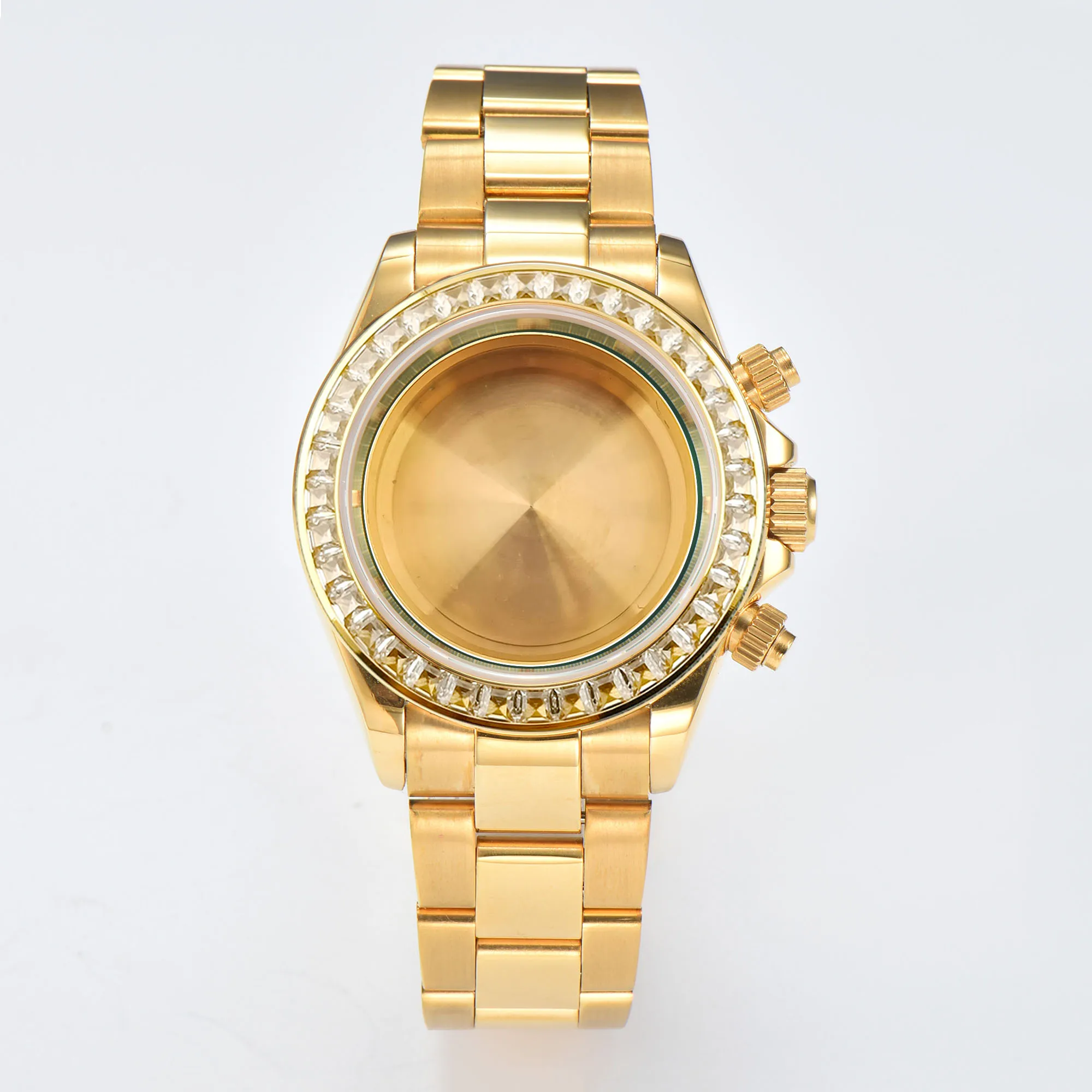 40mm Rainbow Diamond Case Suitable for VK61 VK63 VK64 Quartz Movement 316L Stainless Steel Sapphire Glass 5bar Waterproof case view 6