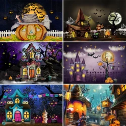 Bonvvie Halloween Photography Backdrop Tomb Tombstone Castle Pumpkin Skull Moon Family Party Decor Photo Studio Background