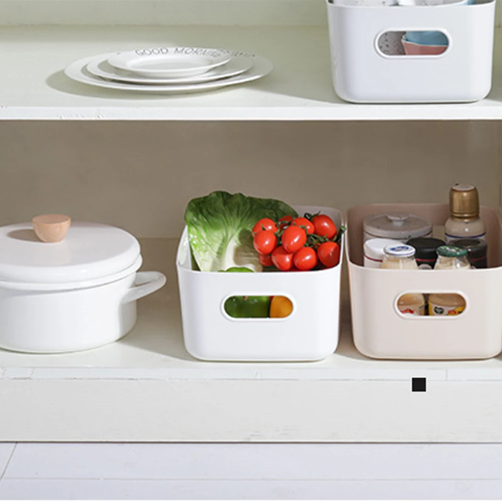 

Plastic Storage Box Organizer White Containers Foldable Sundries Holder Lightweight EcoFriendly Desktop Tidy Kitchen