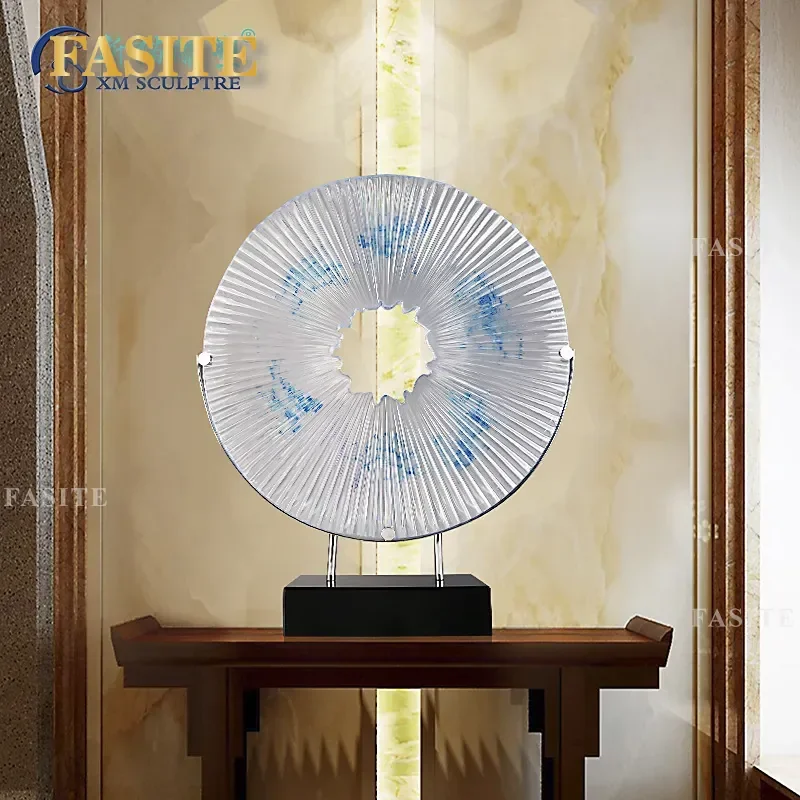 For New Chinese Style Large Glazed Ceramic Ornament High-end Teahouse Handicraft Living Room Entrance Lobby Home Shop