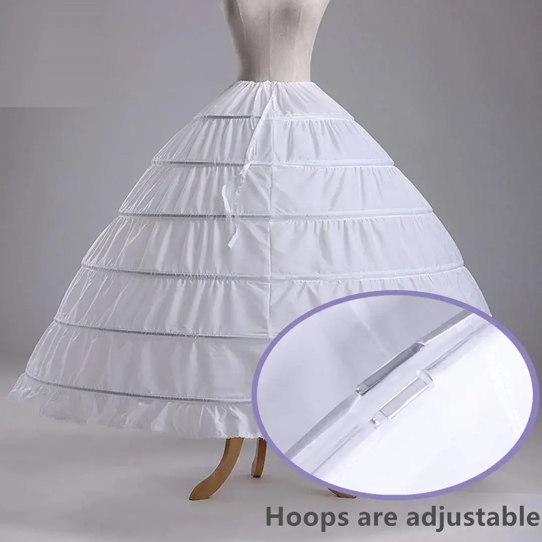 6-Hoops rok Hoop Crinoline Petticoat untuk gaun pernikahan Crinoline Underskirt gaun bola ROK untuk wanita 2023 tanpa Tudung