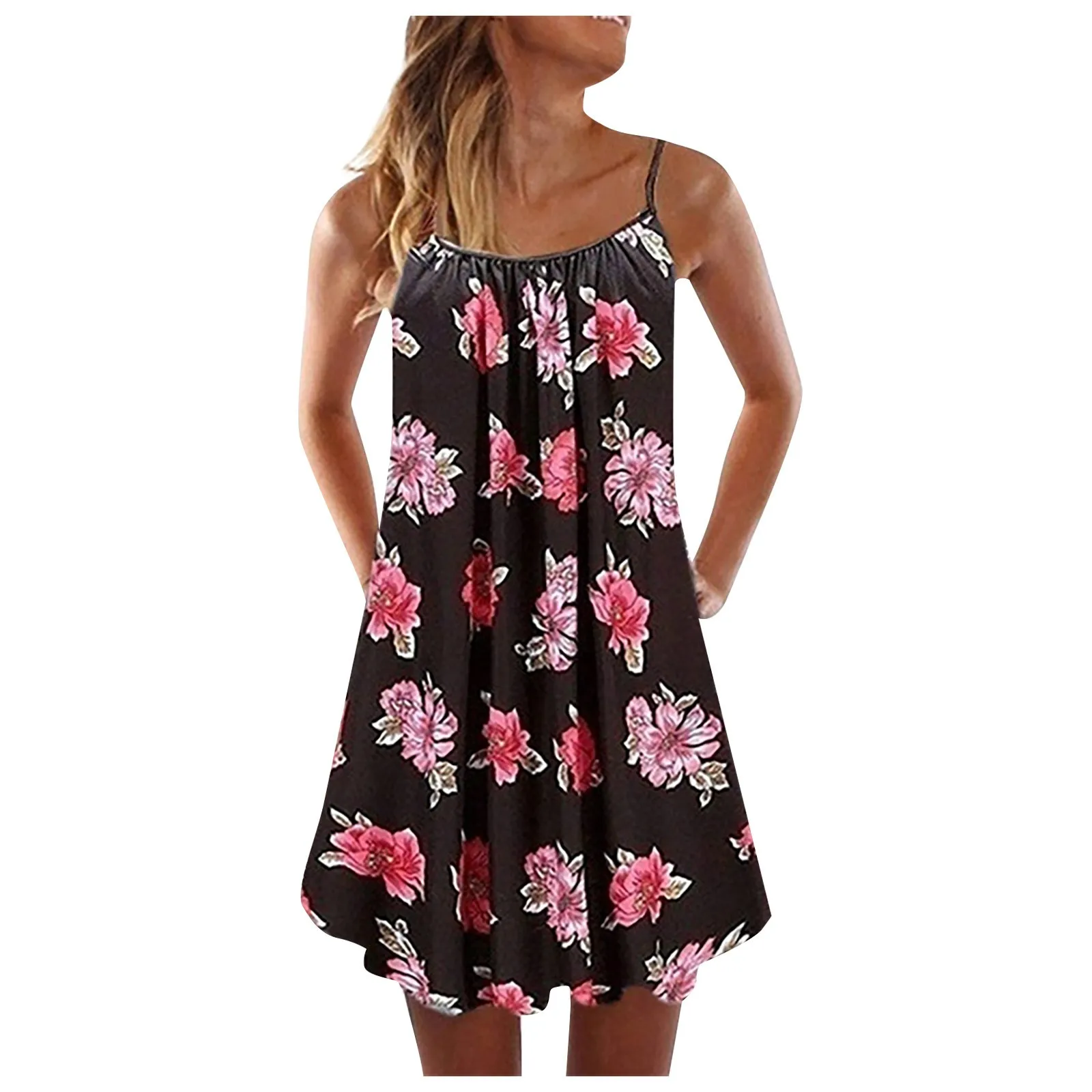 

Women's Fashion Summer Casual Vest Sleeveless Bohemian Print Loose Tank Large Dress