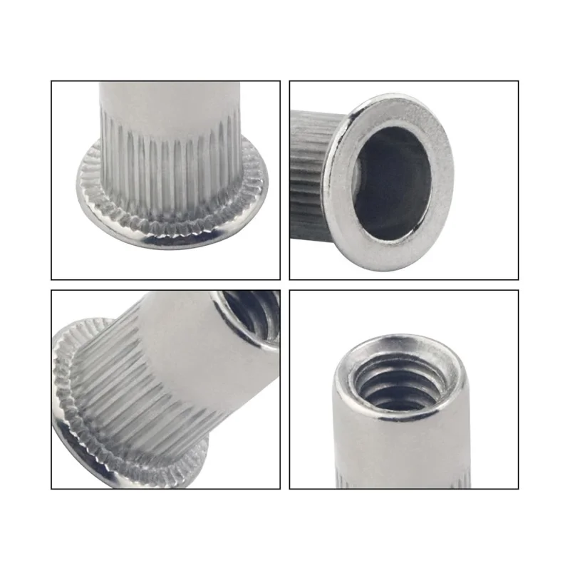 60 Stück Nietmuttern M5 304 Edelstahl Flachkopf-Nietmutter Metrisches Gewindeeinsatzmutter Rändelkörper