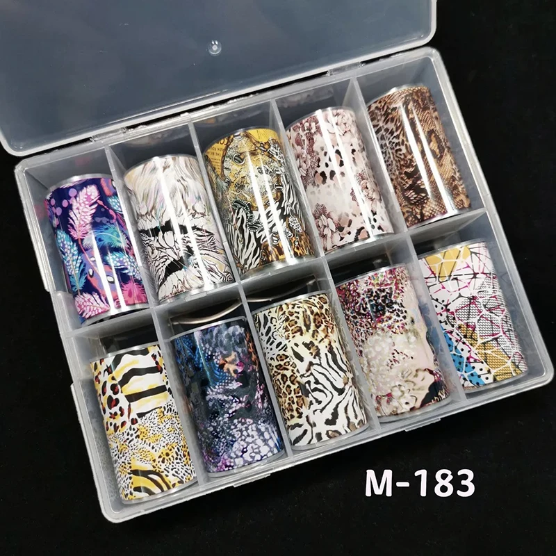 10 Rolls Leopard Print Transfer Paper Nail Art Foil Animal  Pattern Transfer Decals Wraps Tips Stickers Manicure Decorations