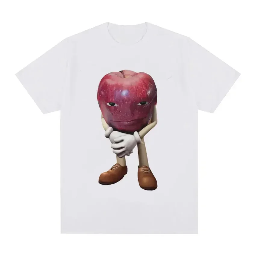 

Retro Apple Design Men T-shirt Meme Funny T Shirt Women Graphic Harajuku Streewear Clothes Causal Female Y2K Tops Tee