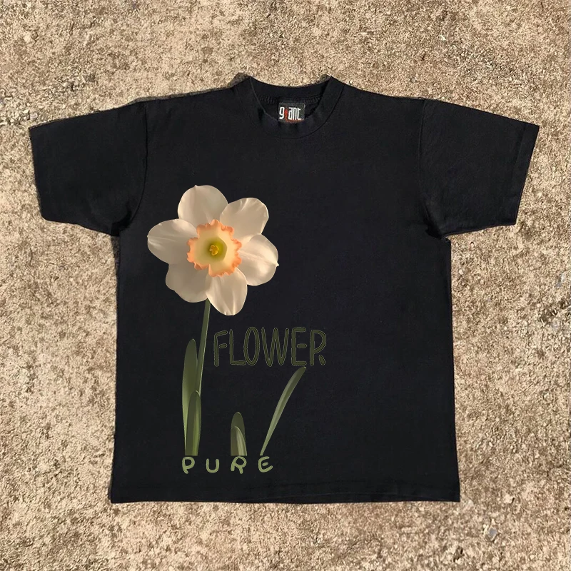 pure-cotton-260g-heavyweight-t-shirt-lazy-style-short-sleeve-unisex-top-floral-print-vintage-casual-wear-for-men-and-women