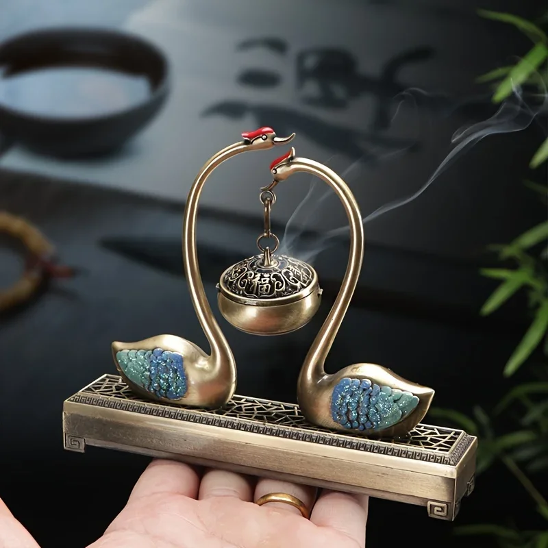 Swan Lake Dual-purpose Chinese Incense Burner Home Desktop Ornament Aromatherapy Incense Holder Censer Home Decor Ornament