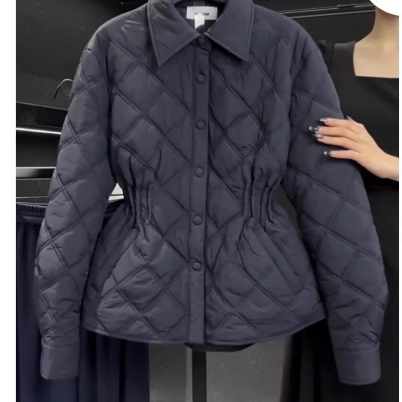 Giacca in cotone autunno inverno donna 2025 nuova moda allentata casual tenere al caldo cappotto in cotone la vita tuta sportiva nera femminile