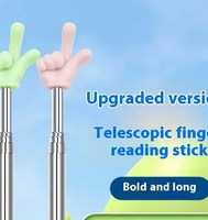 Durable Stainless Steel Teaching Pointer Telescopic Rod Finger Design Teaching Stick Classroom Finger Teachers